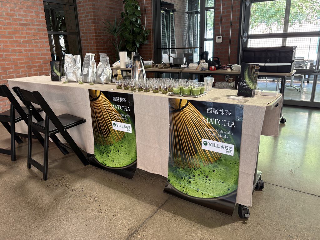 JETRO event booth featuring VILLAGE USA Japanese matcha